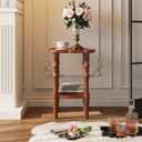 Side Table, 2-Tier Small End Table, 5-Min Assembly, Walnut, 17.5" x 17.5" x 21.65"