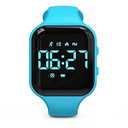 Non-Bluetooth Led Fitness Tracker Watch,Digital Pedometer Watch,with Step Counting/Distance/Calories/Stopwatch/Alarm Clock, Great Gift for Kids Teens Girls Boys Xmas (Square - Blue)