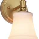 Wall Sconces, Traditional Aged Brass 1 Light Sconce, Wall Light with Opal Glass Shade for Bedroom Bathroom Living Room & Hallway Vanity Lighting Fixture