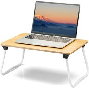 ZEAPTAC Laptop Bed Desk, Foldable Lap Desk, Portable Laptop Stand, Lightweight & Mini Table for Breakfast/Picnic/Drawing/Couch/Floor - Wood