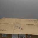 Cat Litter Box Enclosure, Modern Hidden Litter Box Furniture with Scratching Pad, Wooden Cat House Cabinet with Gold Metal Legs, Fit Most of Litter Box,White and Gold (Vertical pattern white)