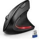 TECKNET Ergonomic Mouse, Wireless Bluetooth Vertical Mouse, 4800 DPI Optical Tracking, 6 Adjustable DPI, Quiet Clicks, 2.4GHz with USB A Receiver, 6 Buttons, Wide Compatibility - Black