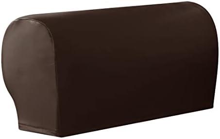 Vctops Waterproof Faux Pu Leather Armrest Covers Vintage Stretch Arm Covers for Chairs Couch Sofa Armchair Slipcovers for Recliner Sofa 2pcs, Dark Coffee