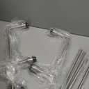 Brushed Nickel Chandelier for Kitchen Island 4-Light Linear Chandeliers for Dining Room Modern Farmhouse Classic Light Fixture with White Linen Shades Over Dining Table