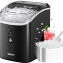 Nugget Ice Maker Countertop, Silonn Chewable Pellet Ice Machine with Self-Cleaning Function, 33lbs/24H Portable Ice Makers for Home Kitchen Office, Black
