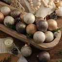 Soulchen 12 Pcs Neutral Textured Christmas Ball Ornaments Vintage Christmas Tree Decor Rustic Distressed Ornaments with Loop Shatterproof Hanging Ball for Farmhouse Xmas Decor(2.36 Inch,Brown)
