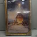 Vintage Nativity Scene Gold Framed Wall Art Birth of Jesus Christmas Christian Painting Canvas Prints Mary Joseph Holy Family Picture Star of Bethlehem Poster Artwork for Church Prayer Room, 16x24in