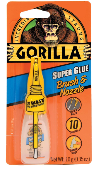 Gorilla Super Glue with Brush & Nozzle Applicator, 10 Gram, Clear, 1 Pack