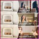 Hasipu Vanity Mirror with Lights, 24.2" x 19.7" LED Makeup Mirror, Light up Mirror with 10X Magnification, Smart Touch 3 Colors Dimmable, Brightness Adjustment, 360 Rotation (Right Angle White)
