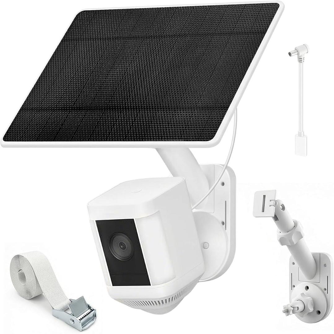 6W Solar Panel with Camera Mount for Ring Spotlight Cam Plus/Pro (Battery), Ring Stick Up Cam & Outdoor Cam Plus (Battery), 2-in-1 Solar Charger Wall Mount for Outdoor Security Cameras