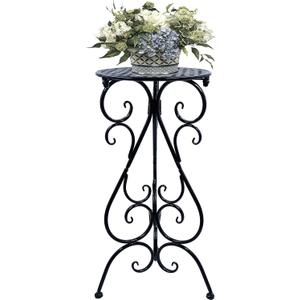Metal Plant Stand Indoor Outdoor, Single Flower Pot Stands 22.5 Inch Tall, Planter Pedestal Holder for Patio Corner Garden Porch Farmhouse, Black(1 Pack)