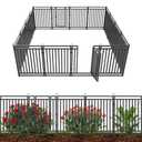 Decorative Garden Fence Metal Dog Fence Outdoor, 30 (H) x 10ft (L), 4 Panels Heavy Duty Garden Fencing Animal Barrier for Patio & Flower Bed, Black-Silver