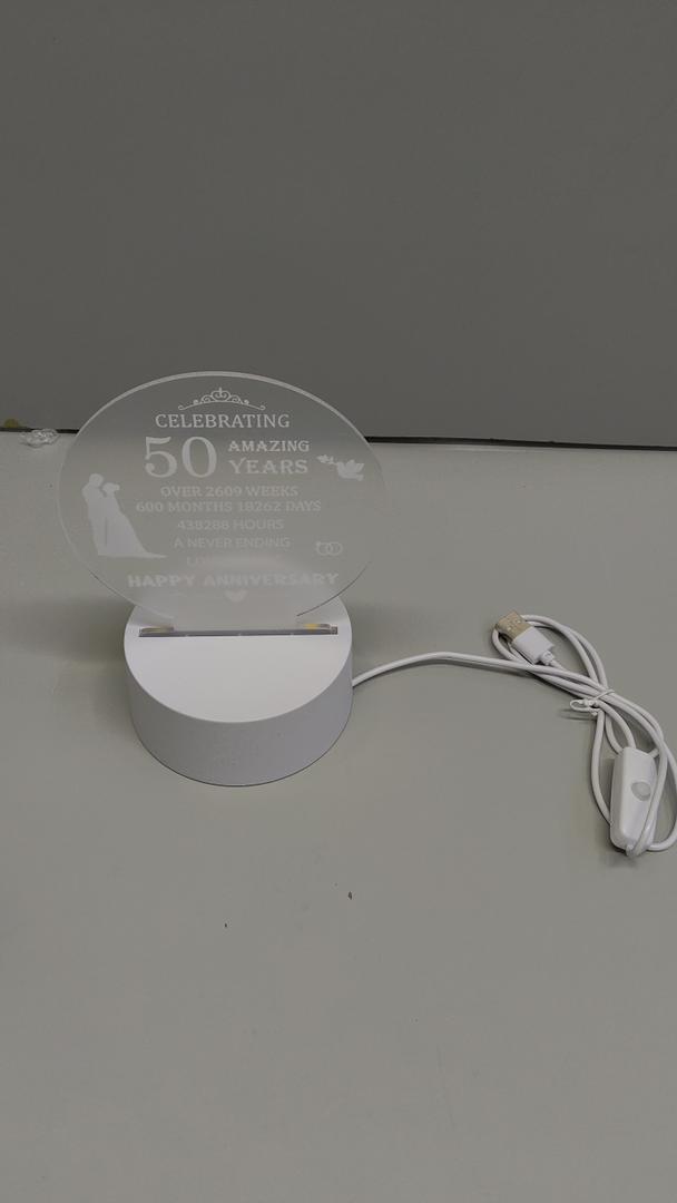 R50th Wedding Anniversary Crystal Heart Gifts for Parents Couple, Laser Engraved Romantic 50 Year Anniversary Crystal Keepsake Gifts for Wife Husband, 50 Years of Marriage Gift for Her Him (50th Anniversary Gifts-D)