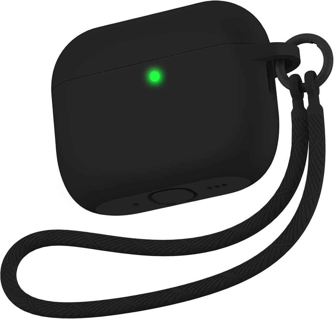 Matekxy for Airpods Pro 3 Case 2025 - for Airpod Pro3 Generation Soft Silicone Cover with Lanyard & Keychain for man, Shockproof Drop Protection Scratch Resistant for Commuters and Travelers, Black