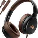 USB C Headphones Wired Headphones Over Ear with HD Mic, Foldable Active Noise-Canceling Headphone for iPad/Sports/School/Travel/iPhone 17/16/15, Samsung S25/S24, Google Pixel 9,Ideal Gifts-Brown