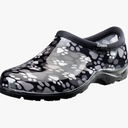 Sloggers Original Waterproof Rain and Garden Shoe for Women– Outdoor Slip-On Garden Clog - Made in The USA with Premium Comfort Insole and Arch Support 7,  Paw Print Black/White
