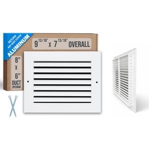 Fits 8x6 Duct Opening | Aluminum Return Air Grille by Handua | Vent Cover Grill for Sidewall and Ceiling | Rust Free | Durable Powder Coating | HVAC Cold Air Intake Grille | White
