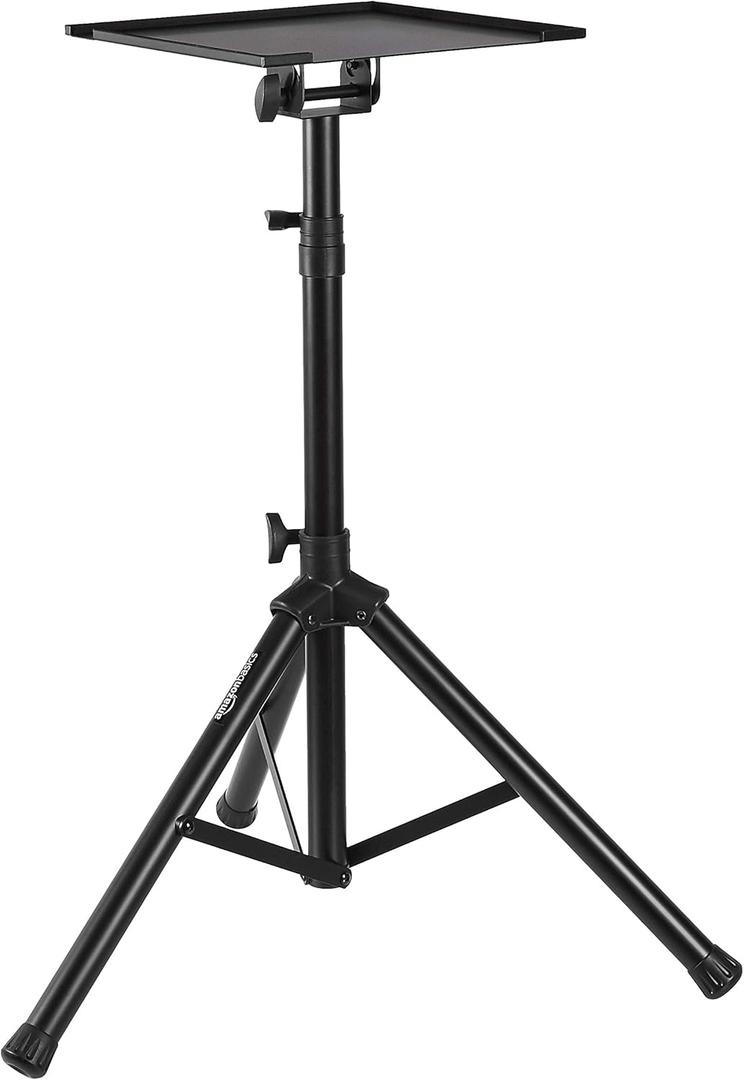 Amazon Basics Multi Purpose Height Adjustable Portable Tripod Stand for Workstation, Music, DJ, Projector, or Mixer, Laptop Compatible, Black