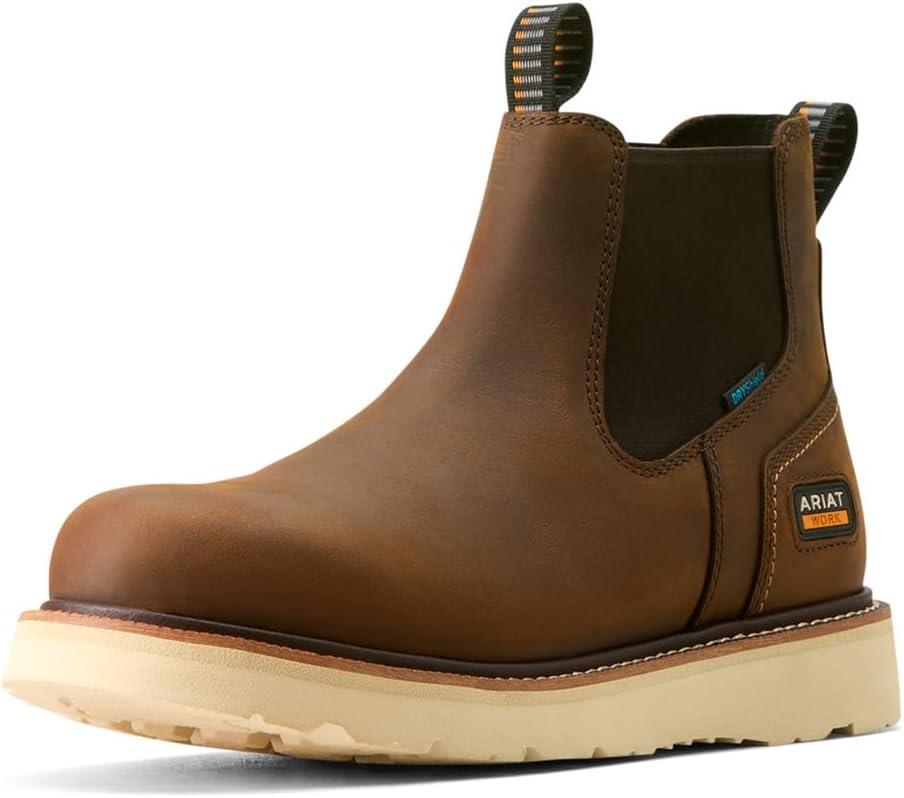 ARIAT Rebar Wedge Chelsea Waterproof Work Boots (11, Distressed Brown)