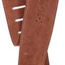 D'Addario Accessories Leather Guitar Strap (Camel Suede Rosetta)