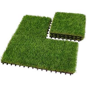 XLX TURF Interlocking Artificial Grass Turf Tiles, Thick Realistic Fake Grass Mat for Dogs, Patio, Indoor Outdoor Decor, 12" x 12", 6 Pack