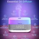 Versatile Essential Oil Diffuser, 300ml Aroma Diffuser with Bluetooth Speaker and Alarm Clock, 7 Colors LED Light Aromatherapy Diffusers & Cool Mist Humidifier 3-Level Brightness, Auto-Off Protection