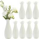 Qinyoung White Ceramic Bud Vase Set of 8, 8'' Small White Flower Vase for Centerpieces Floral Decor for Wedding Party Dining Table Home Decoration(Stylish)