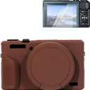 Rieibi Silicone Case for G7X Mark III Case, G7X Mark III Accessories with 2 pcs sreen Protectors,Detachable Lens Cover for G7X Mark III Cover (Coffe)
