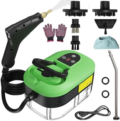 Portable Steam Cleaner, 2500W Pressurized Handheld Steam Cleaner with 1.2L Water Tank, 6 Levels Steam Output, 15s Fast Heating Steamer for Cleaning Home Furniture, Bathroom, Car Detailing (Green)