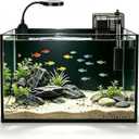 2.8 Gallon Aquarium Starter Kits, Desktop Fish Tank with Nano Clip-on LED and Waterfall Filter Pump, Perfect for Small Fish, Shrimp, or Betta