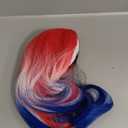 Woman Red White and Blue Wavy Wig Long 4th of July Wig Women | Female Red White Blue Wigs, Middle Part, with Wigs Cap