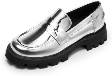 DREAM PAIRS Womens Loafers, Lug Sole Slip On Platform Chunky Penny Loafers for Women Dressy and Work, Business Casual Shoes for Women 9.5