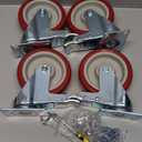 5 Inch Heavy Duty Caster Set of 4, Swivel Plate Castor Wheels with Dual Locking Brakes, Silent Polyurethane (PU) Wheels, 360 Rotation, 2800lbs Load Capacity