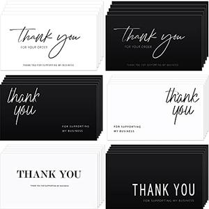120 Pieces Thank You for Your Order Cards Customer Appreciation Note Cards Thank You for Supporting My Business Card for Small Business Owners Stores Online Retailers 3.5 x 2 Inch(Black, White)