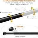 Closet Rods for Hanging Clothes, 16 to 88 Inch Stepless Adjustable Closet Rod, Heavy Duty 1.3 Inch Closet Hanging Rod for Closet Wardrobes Laundry, 1 Pack