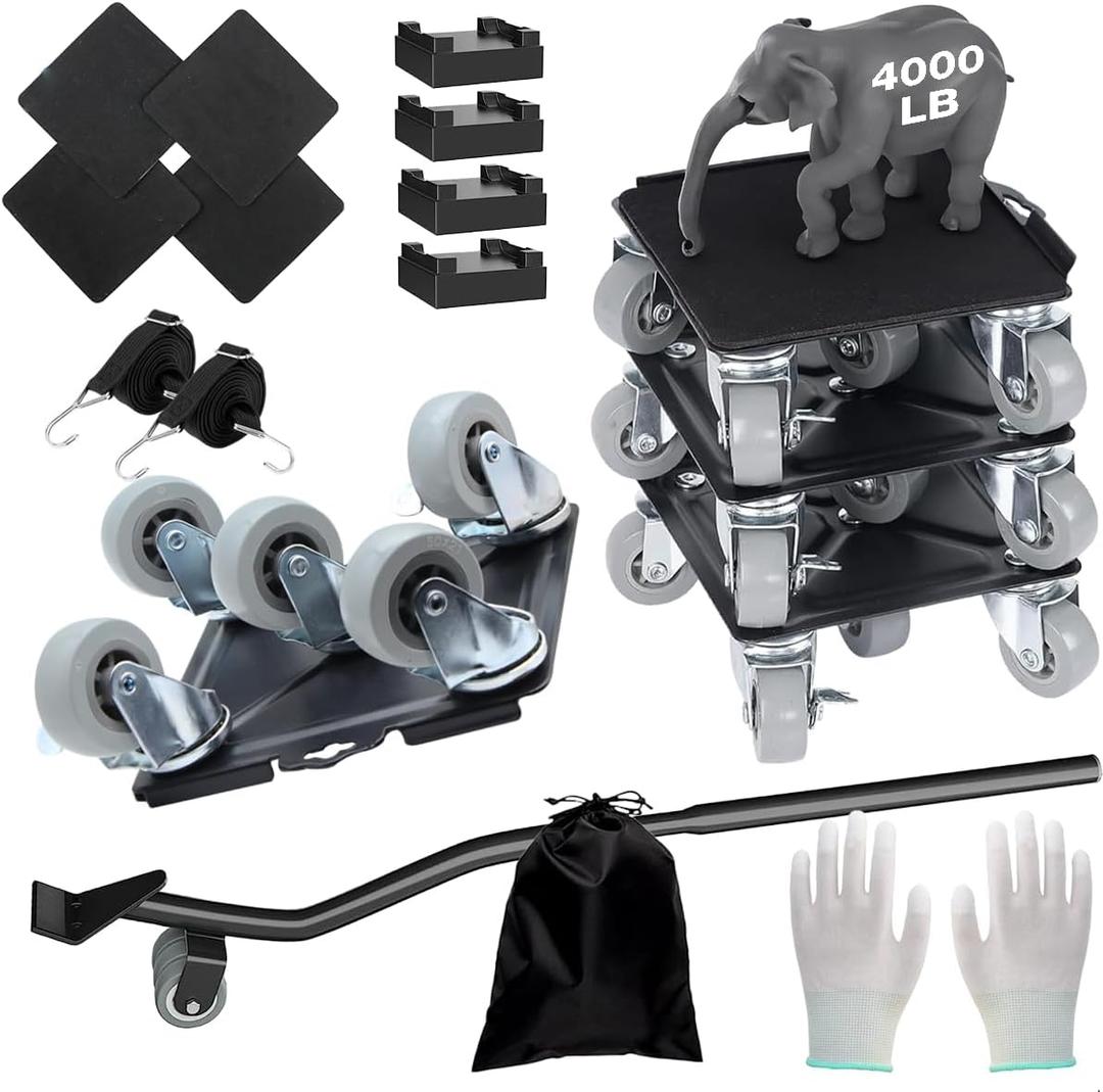 Upgrade LargeFurniture Dolly, Furniture Movers with 5 Wheels, 360 Rotatable and Lockable, Heavy Duty Furniture Lift Mover Tool Set for Moving Heavy Furniture and Appliances,Max Load 3800LBS, Larger (XL(6.9"), Gray)