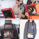 SEYMAC stock Case for iPad 9th/ 8th/ 7th Generation 10.2'', Shockproof with Screen Protector, Pencil Holder [360 Rotating Hand Strap] & Stand, for iPad 10.2 inch 2021-2019 (SiliconeRed+Black)