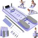 Pilates Board for Home Workout  Upgraded Foldable Pilates Reformer Board Set, Portable Pilates Reformer Machine with Resistance Bands, Ab Wheel & Push-Up Handles, All-in-One Home Pilates Equipment