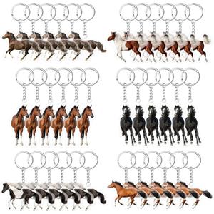 Huquary 60 Pcs Horses Keychain Key Ring Decoration Bulk Horse Party Favors Animal Themed Birthday Supplies for Friends Guest Return Gift Vintage Key Ring Jewelry for Party Accessories