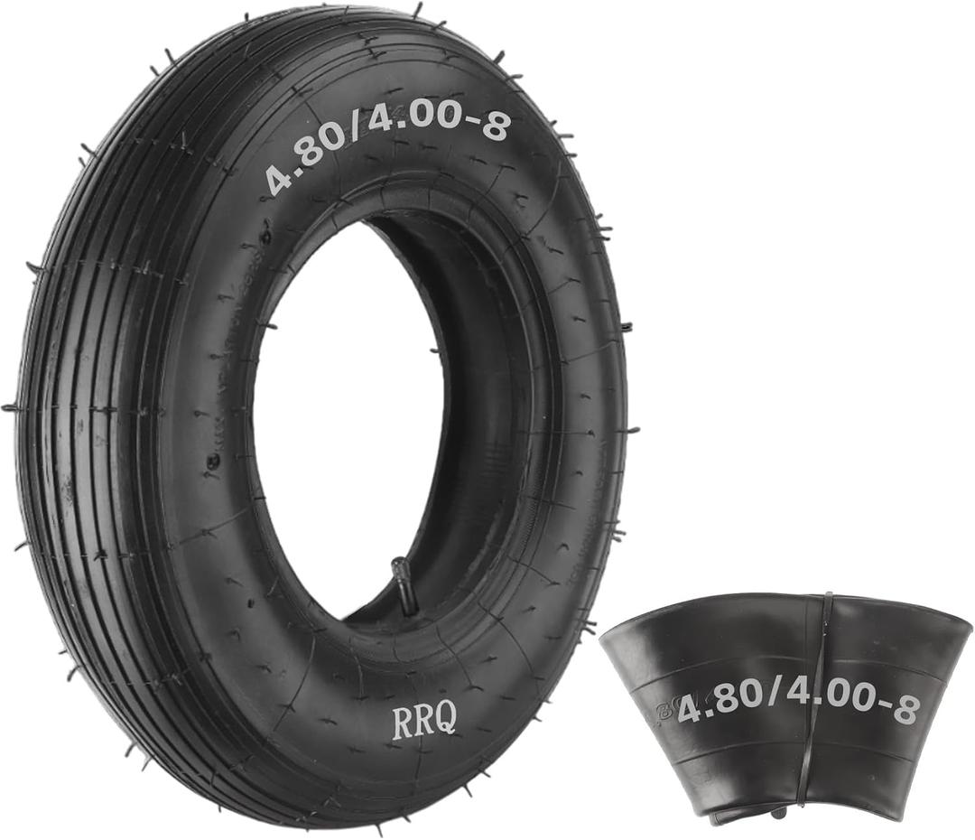RRQ (1-Set) 4.80/4.00-8" Tire and Inner Tube Set, Fit 4.00-8 Pneumatic Tire