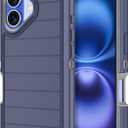 for iPhone 16 Plus Case Heavy Duty Shockproof Dropproof 3-Layer Full Body Protection Military Grade Rugged Tough Non-Slip Cover Case for Apple iPhone 16 Plus 6.7",Navy Blue/Grey