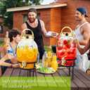 Havawish 2 Pack Drink Beverage Dispenser with Stand for Parties 1.16 Gallon Plastic Water Lemonade Juice Dispenser with Spigot and Lid for Countertop Weddings (Gold)