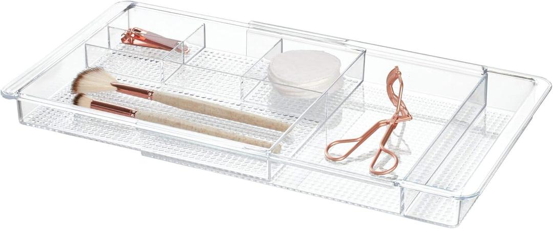 iDesign Expandable Vanity Drawer Organizer, The Clarity Collection  11.25 to 18.5, Clear