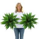 Artificial Agave Plants-Set of 2 Large Fake Agave for Outdoors,18Inch,Faux Aesthetic Plants for Home Decor, Realistic UV Resistant Fake Agave Plants Without Pot