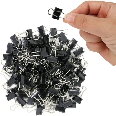 120 Pack Mini Binder Clips, Black Binder Clips, Small Paper Clips 15mm 5/8 Inch. Micro Size Office Clips for Home School Office and Business., Set of 2