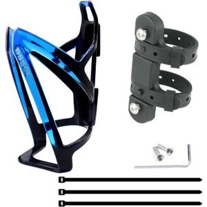 Bike Water Bottle Holder Ultra-Light Bicycle Bottle Cages with Cage Mounting Base for Road MTB Bikes (black-blue)