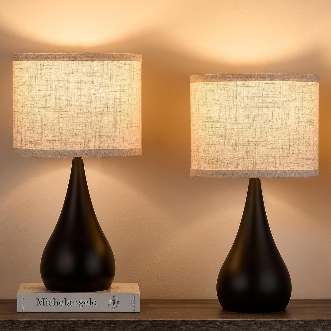 18.1'' Small Modern Touch Lamps for Nightstand Set of 2 with 3 Way Dimmable, Table Lamps for Living Room, Office, Bedside Lamps with Heavy Iron Base, Touch Switch, Bulb Included, Black