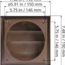 Plastic 6" Black Dryer Vent Cover with Flange - Exhaust Ventilation Grille with Shutters - Louvered Air Vent for Bathroom, Kitchen, Garage various Ventilation Systems 5.9" / 7.5" x 7.5"