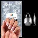 Short Almond Nail Tips, 240pcs Soft Nail Gel Tips Pre-Shaped Acrylic Fake Nails, Half Matte Full Cover Clear Gelly Press on Flase Nail Tips for Extension Nail Manicure Home DIY 12 Sizes Gelly Tips
