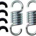Balcony Swing Spring Hook 770 lbs Load-Bearing Hammock Swing Accessory 4.02-Inch Galvanized Extended Hook 2 Pieces Linear Swing Spring with Noise-Reducing Pad